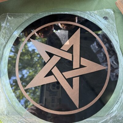 Black & Gold Glass Pentacle Altar Plate