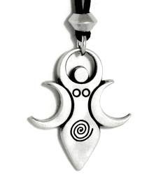 Triple Moon Spiral Goddess - Artemis Amulet